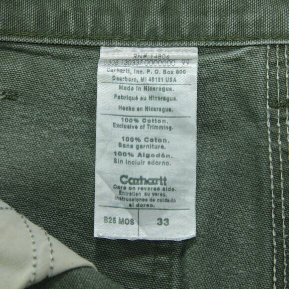 Vintage Y2K CRAZY Faded Green Carhartt Carpenter Shorts B25 MOS 33x8 - Picture 14 of 14